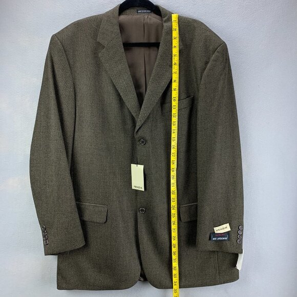 Fenzia Sport Coat Mens 44 Long Lambs Wool 3 Button Closure Blazer Checkered - Picture 8 of 16